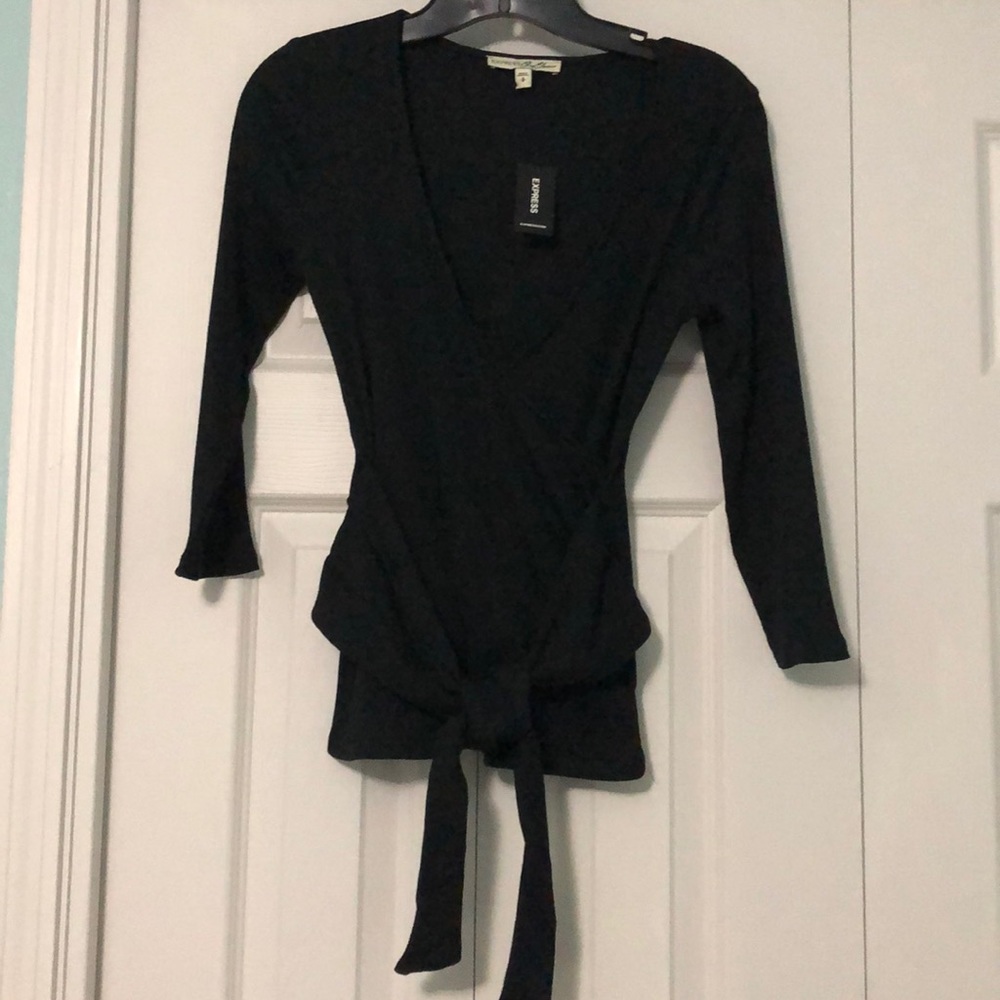 Black Wrap Blouse